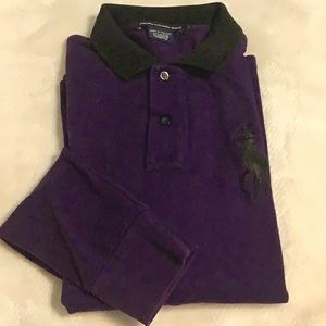 Polo Ralph Lauren Embroidered Big Pony long sleeve golf shirt Purple/Black